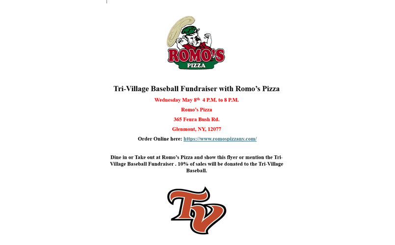 Romo's Pizza Fundraiser - May 8th!